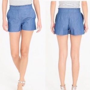 J. Crew Chambray Ruffle Shorts 10